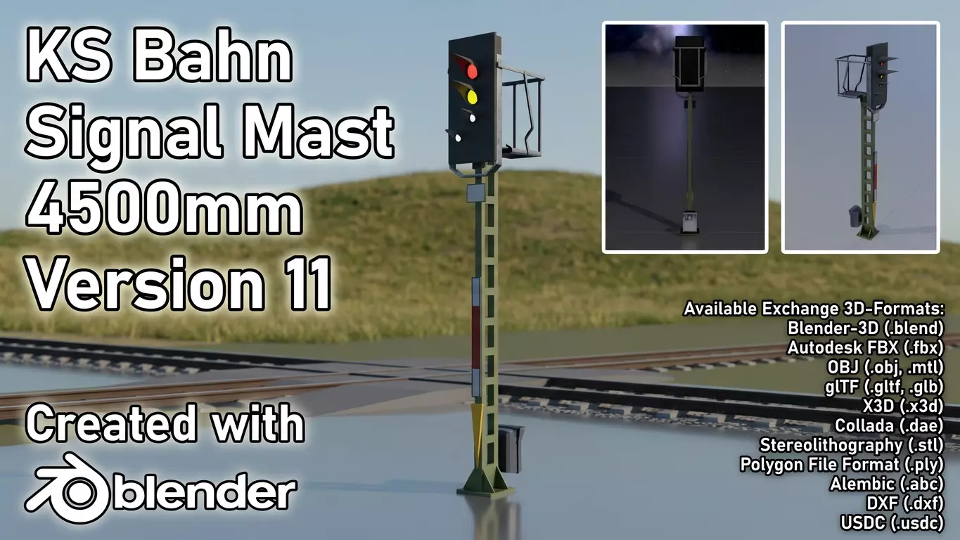 KS Railway Signal Post 4500mm Version-11 Low-poly 3D model