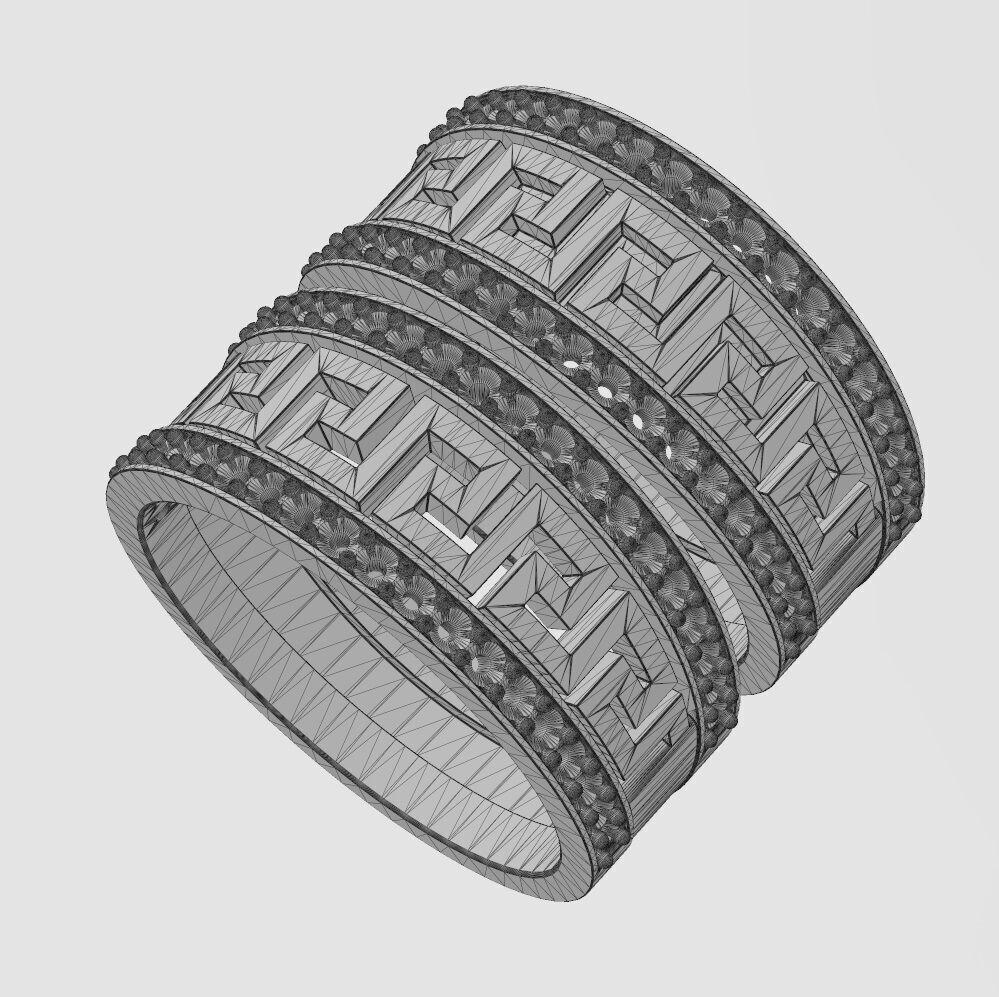 2 Diamond greek key pattern bands US size 8 3D print model_12