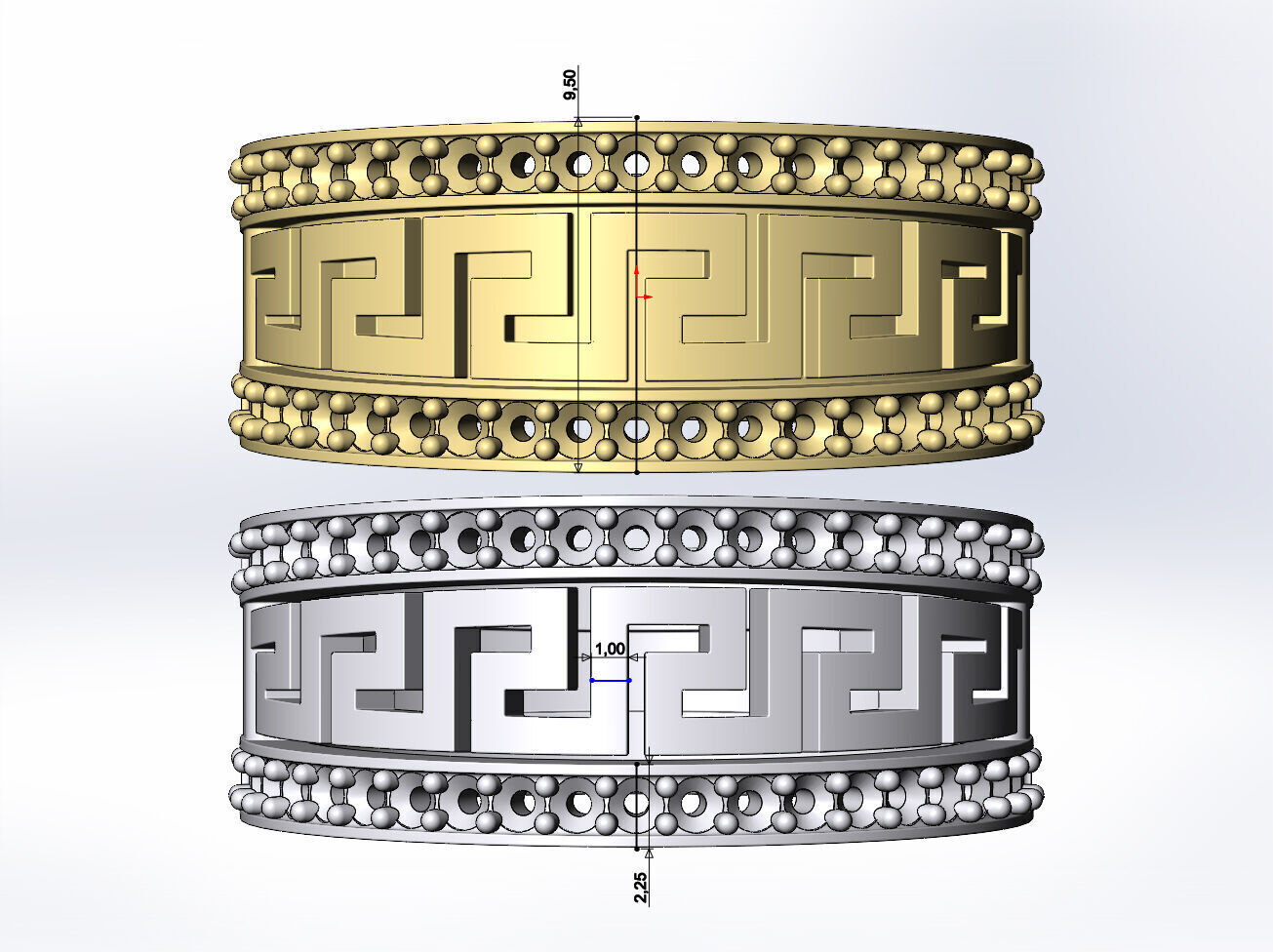 2 Diamond greek key pattern bands US size 8 3D print model_6