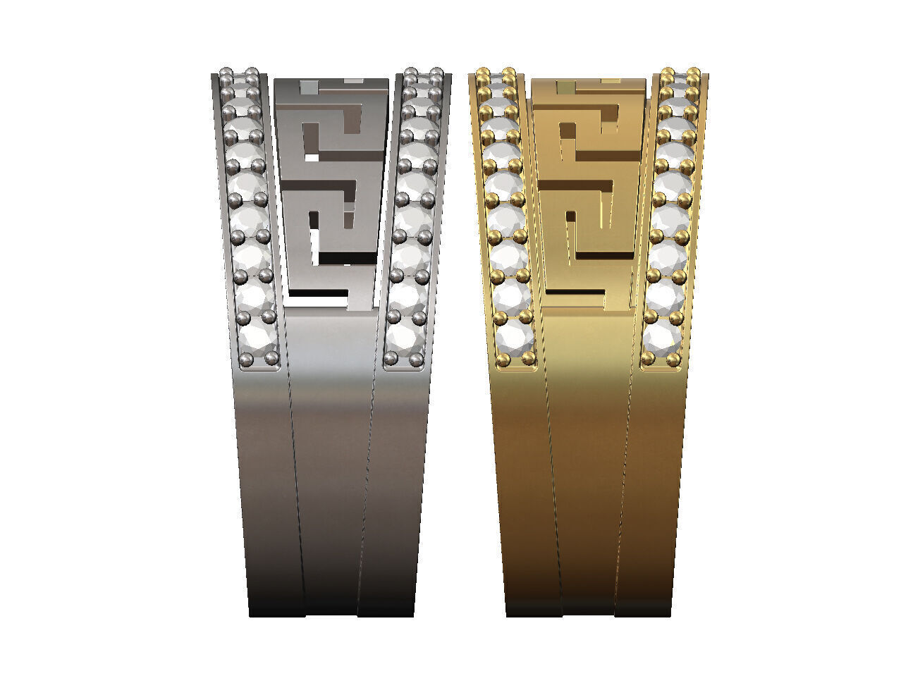 2 Diamond greek key pattern bands US size 8 3D print model_2