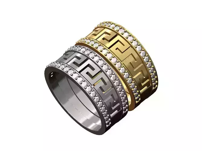 2 Diamond greek key pattern bands US size 8