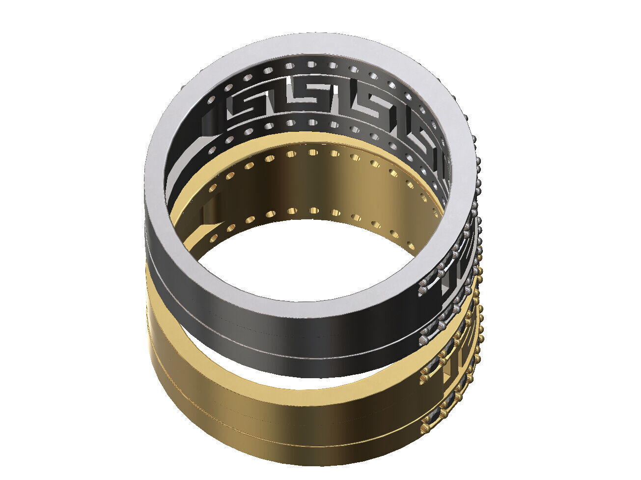 2 Diamond greek key pattern bands US size 8 3D print model_3