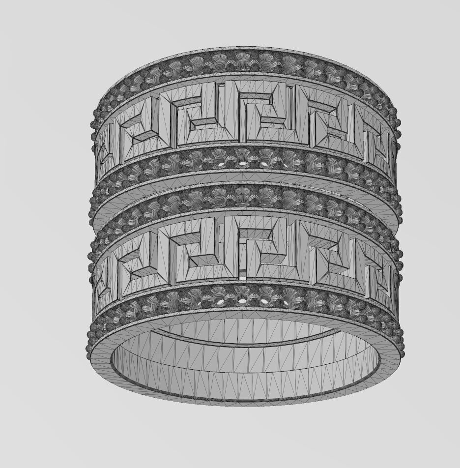 2 Diamond greek key pattern bands US size 8 3D print model_13