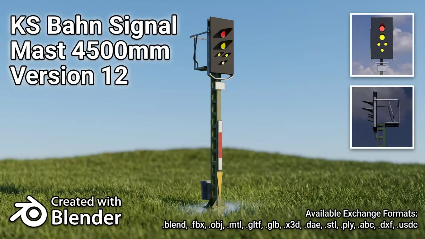 KS Railway Signal Post 4500mm Version-12 Low-poly 3D model
