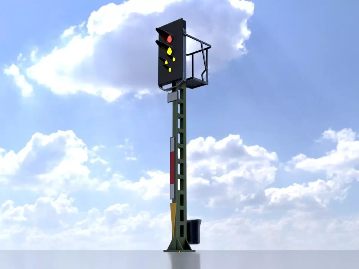 KS Railway Signal Post 4500mm Version-12  Low-poly 3D model_0
