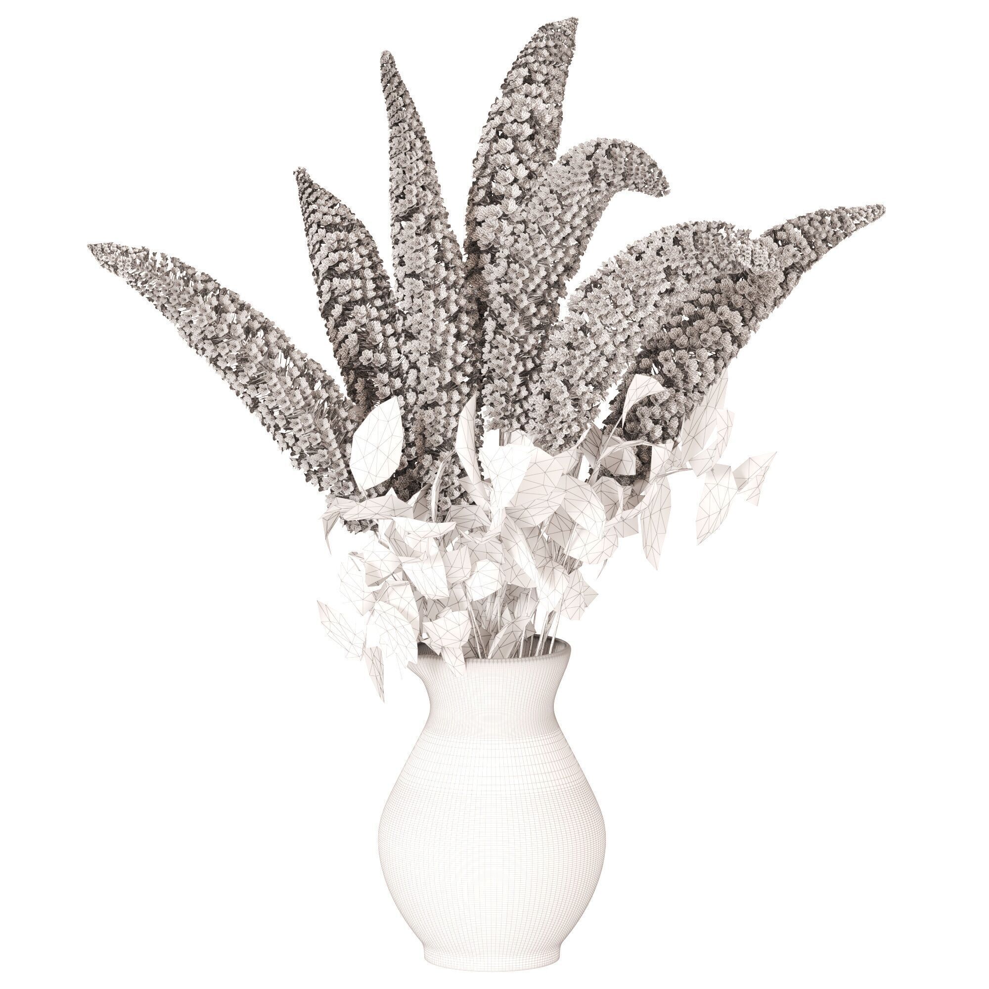 Stylish flowers in a vase 3D model_4