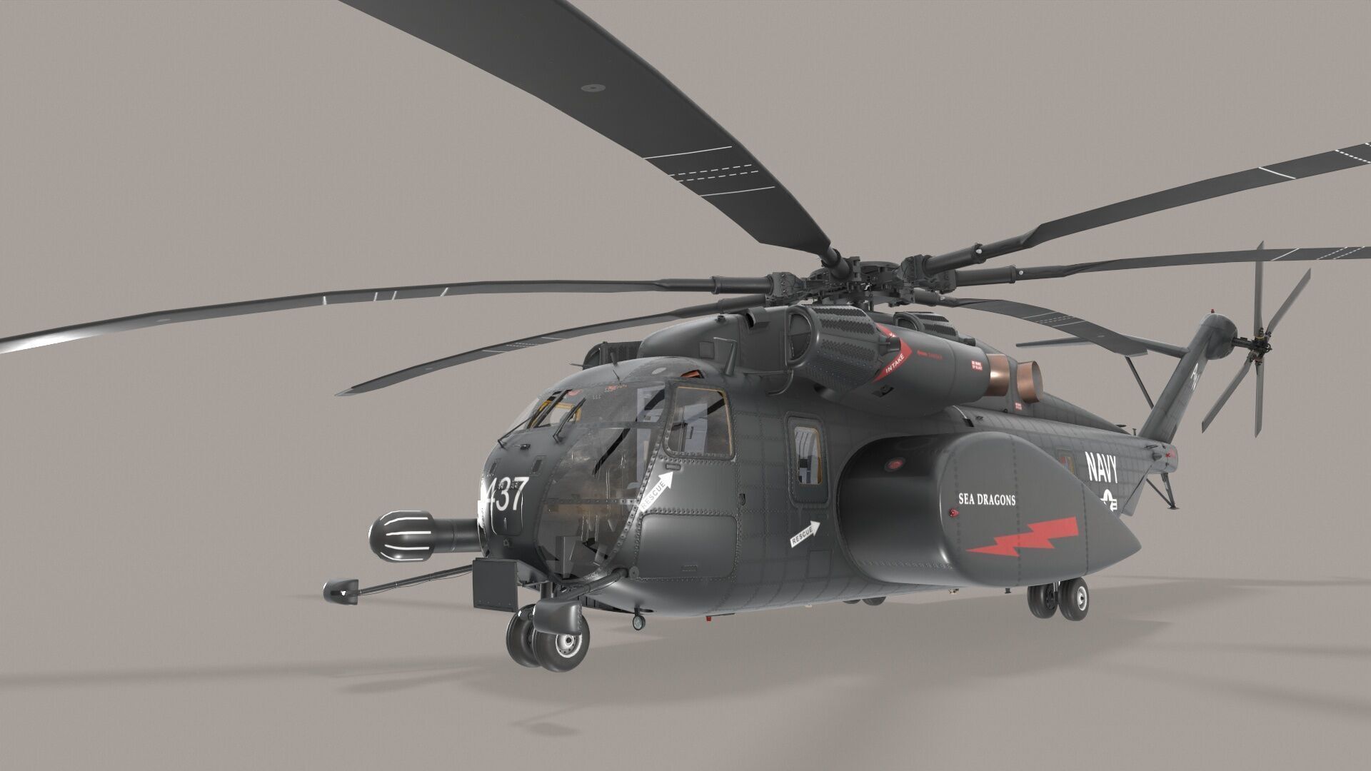 MH-53E Sea Dragons US Navy Low-poly 3D model_3
