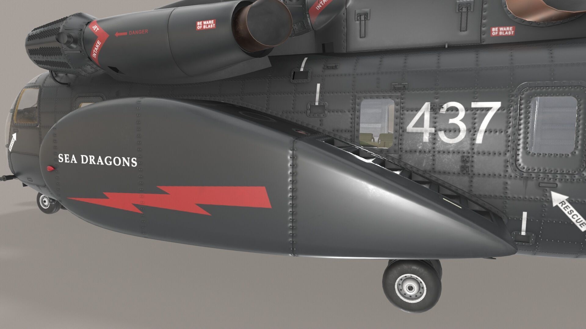 MH-53E Sea Dragons US Navy Low-poly 3D model_8