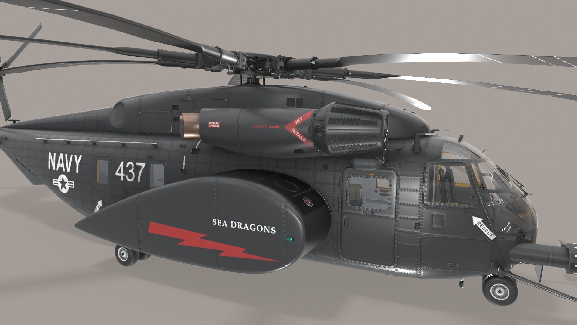 MH-53E Sea Dragons US Navy Low-poly 3D model_6