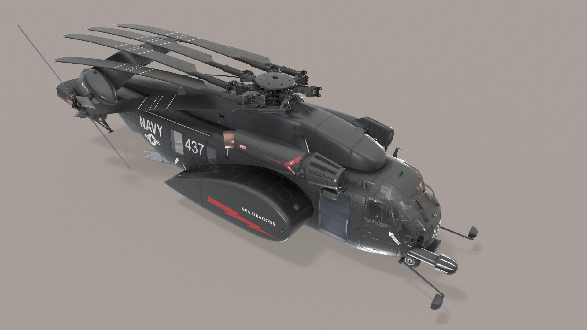 MH-53E Sea Dragons US Navy Low-poly 3D model_20