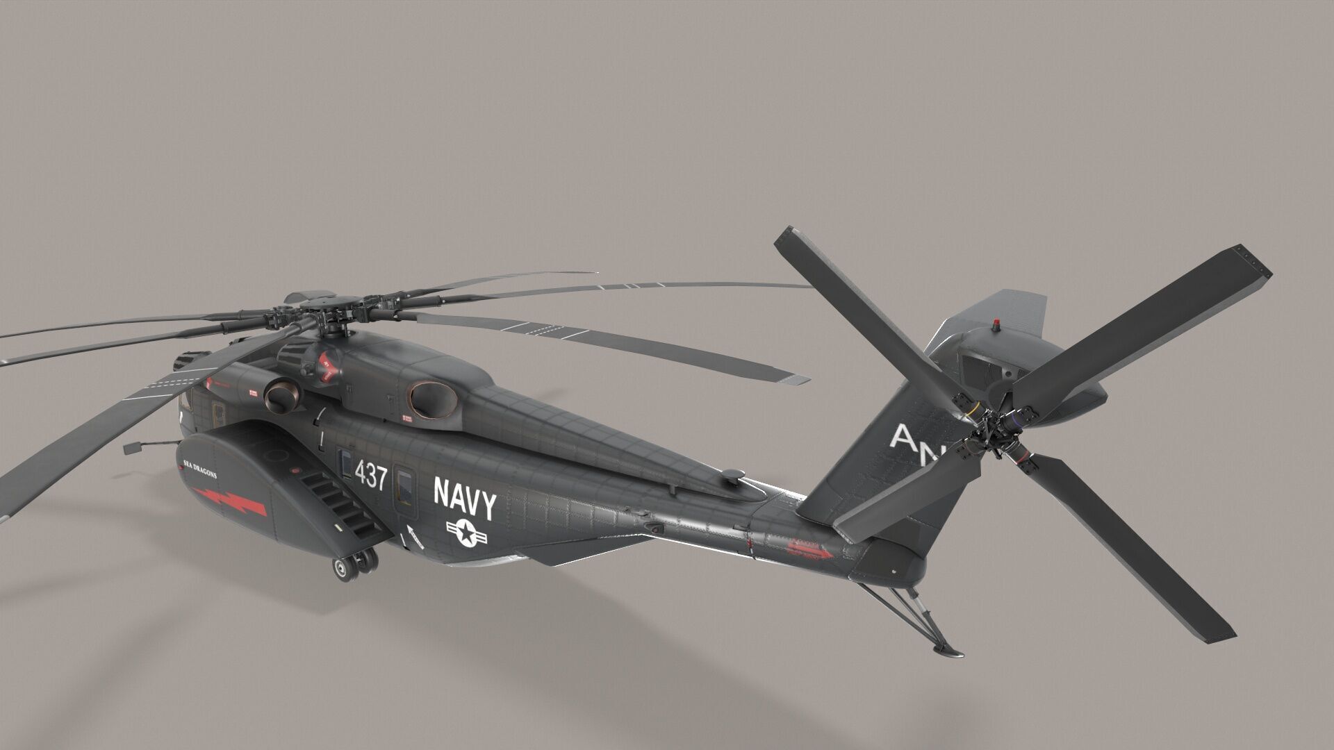 MH-53E Sea Dragons US Navy Low-poly 3D model_5