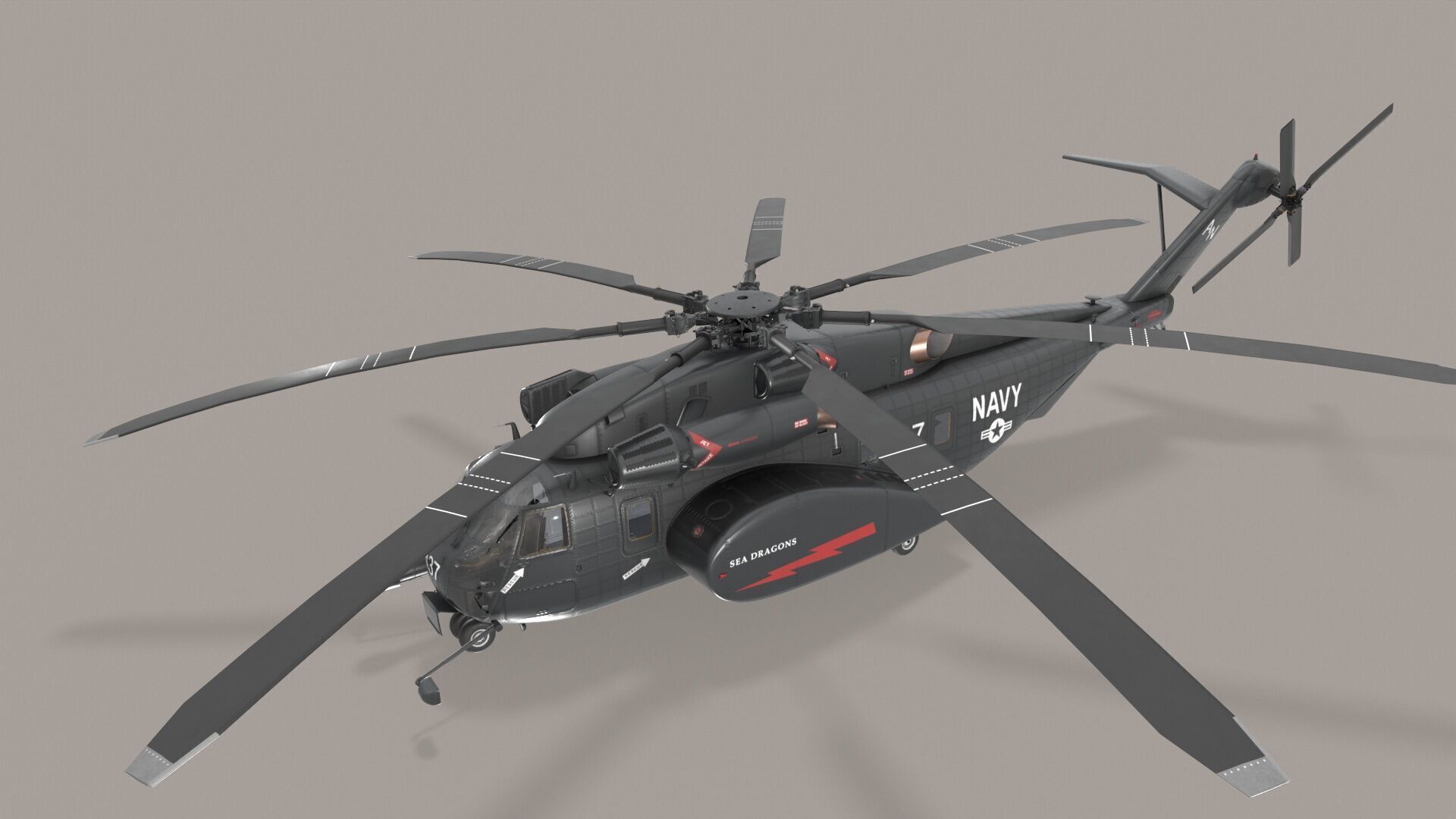 MH-53E Sea Dragons US Navy Low-poly 3D model_4