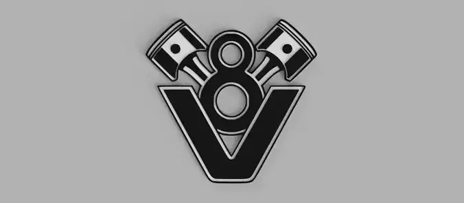 V8 Engine Pistons Logo Wall Picture 3D print model