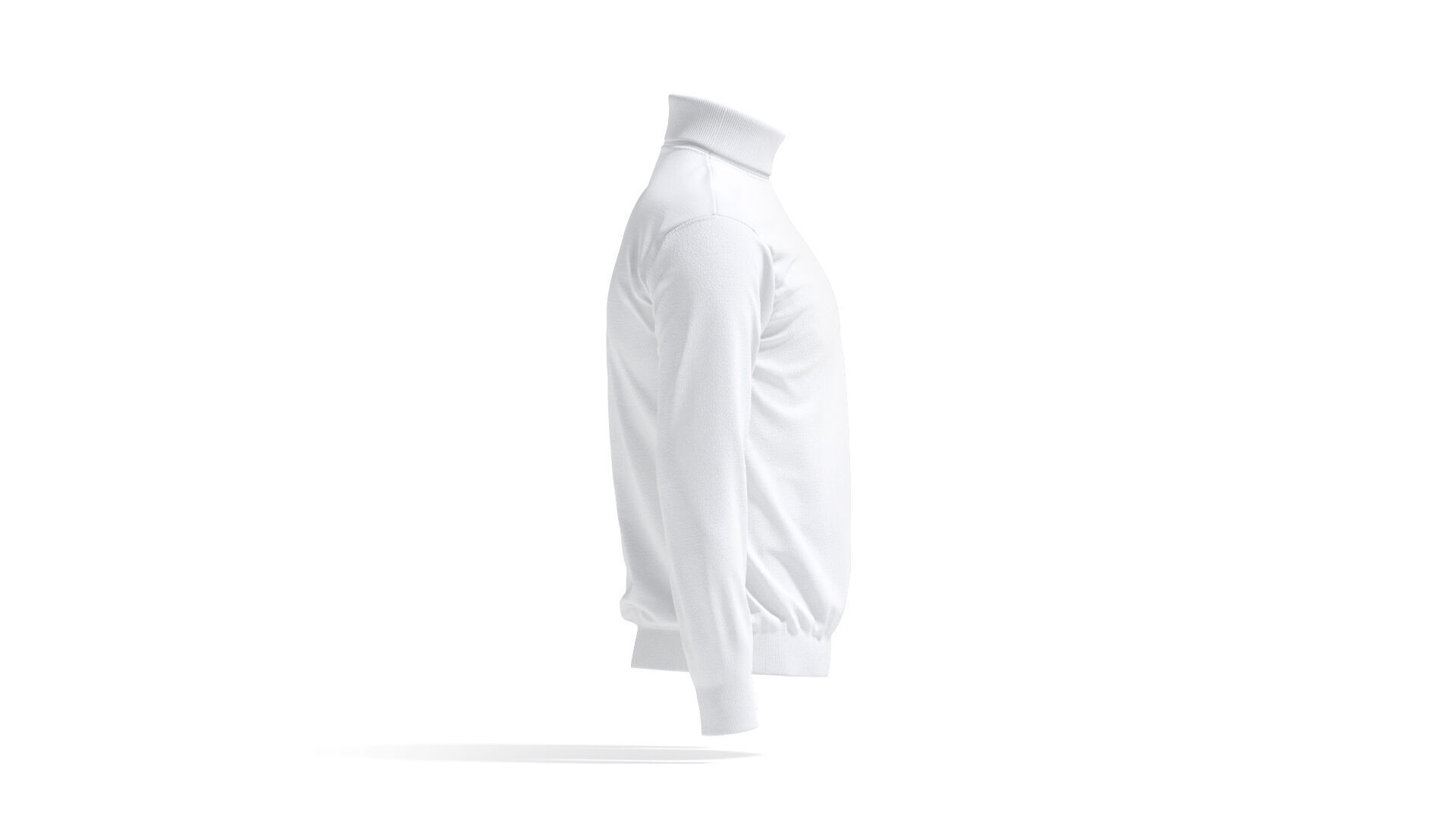 White Turtleneck Sweater - long neck knitted mens pullover  3D model_4