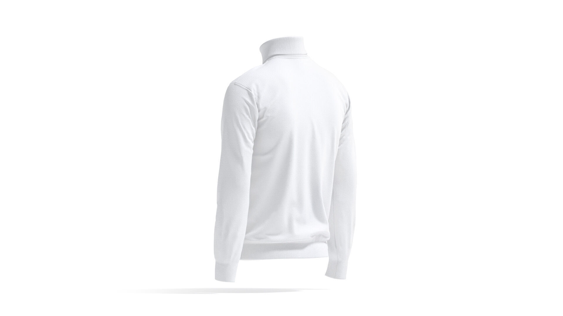 White Turtleneck Sweater - long neck knitted mens pullover  3D model_5