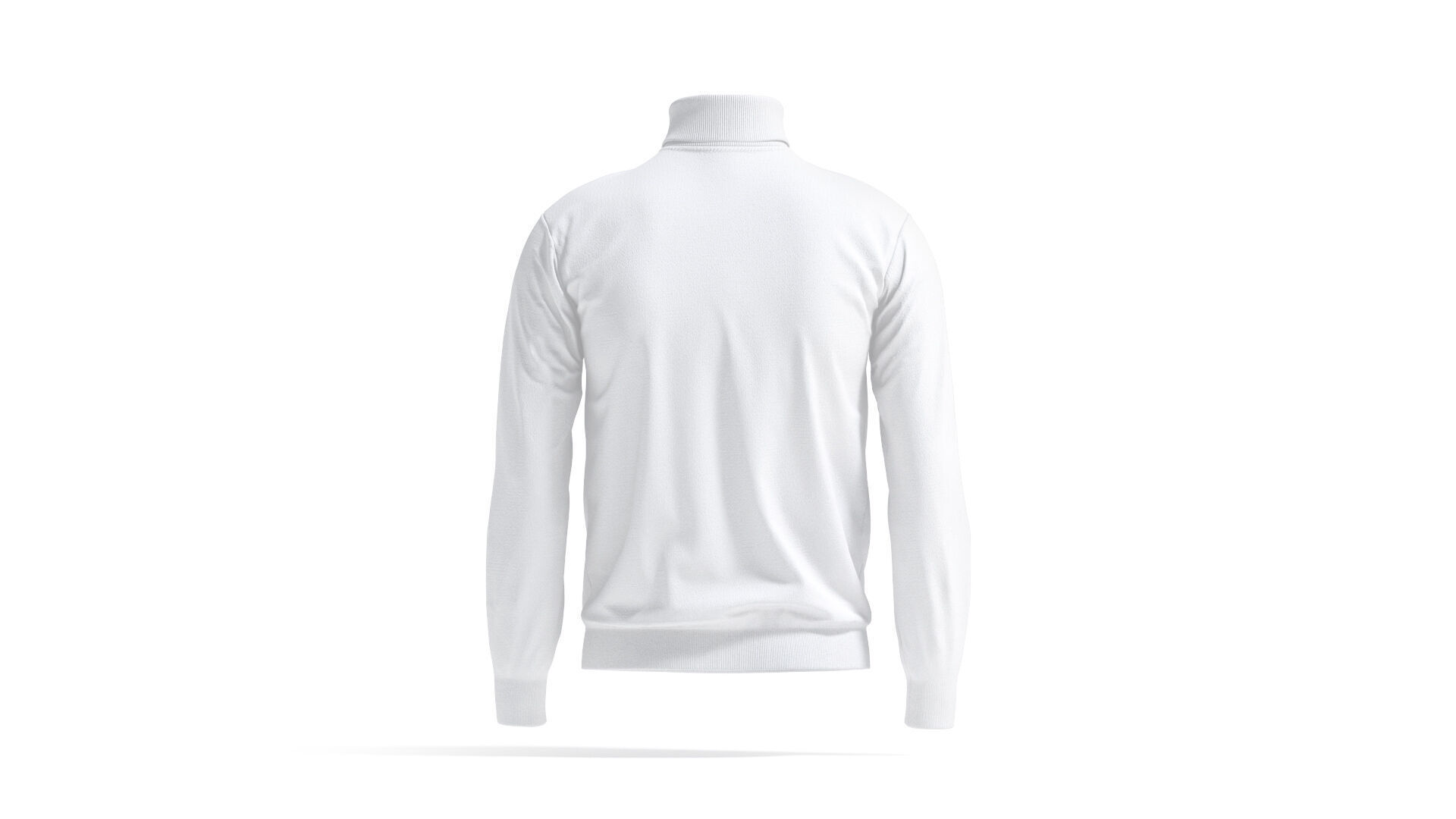 White Turtleneck Sweater - long neck knitted mens pullover  3D model_2