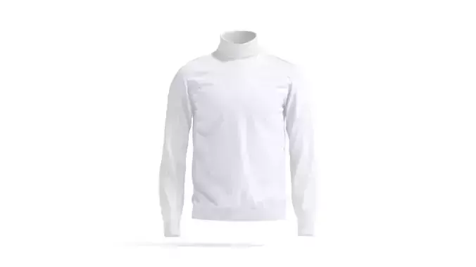 White Turtleneck Sweater - long neck knitted mens pullover  3D model