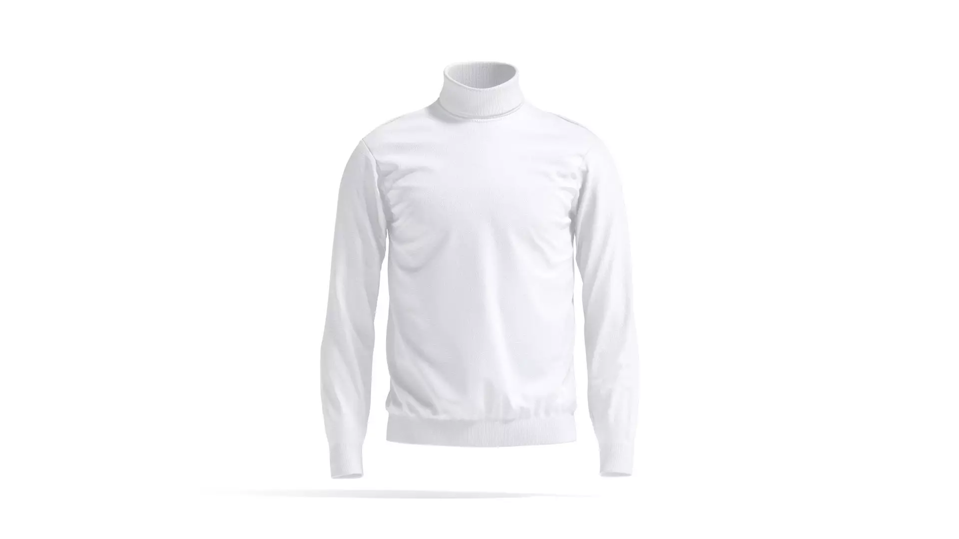 White Turtleneck Sweater - long neck knitted mens pullover  3D model_0