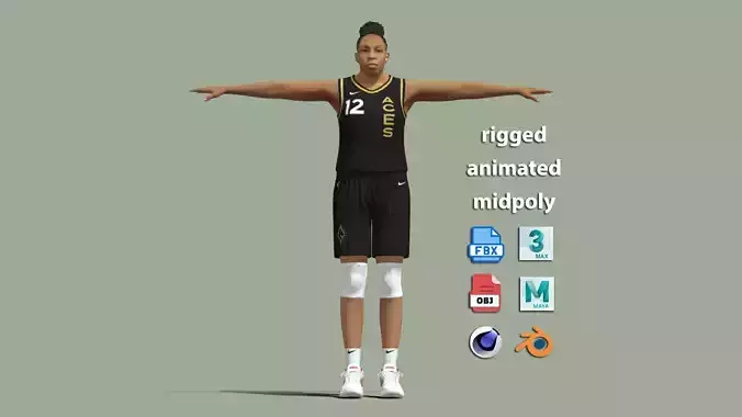 T-Pose Rigged Chelsea Gray Las Vegas Aces 3D model