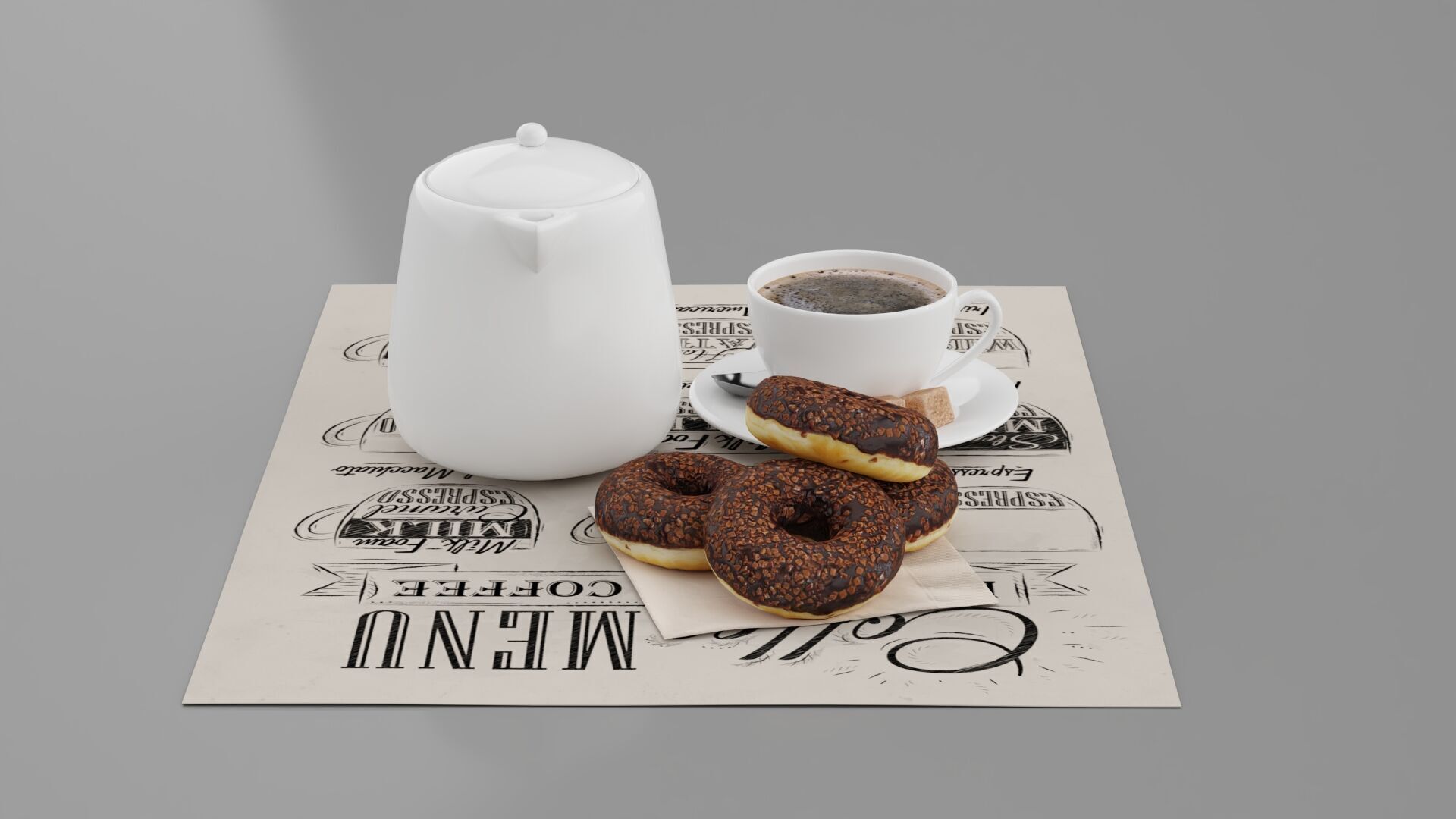 Coffee and Donuts 3D model_2