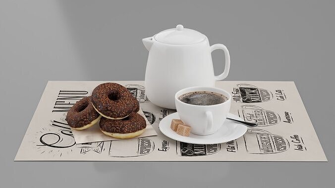 Coffee and Donuts 3D model