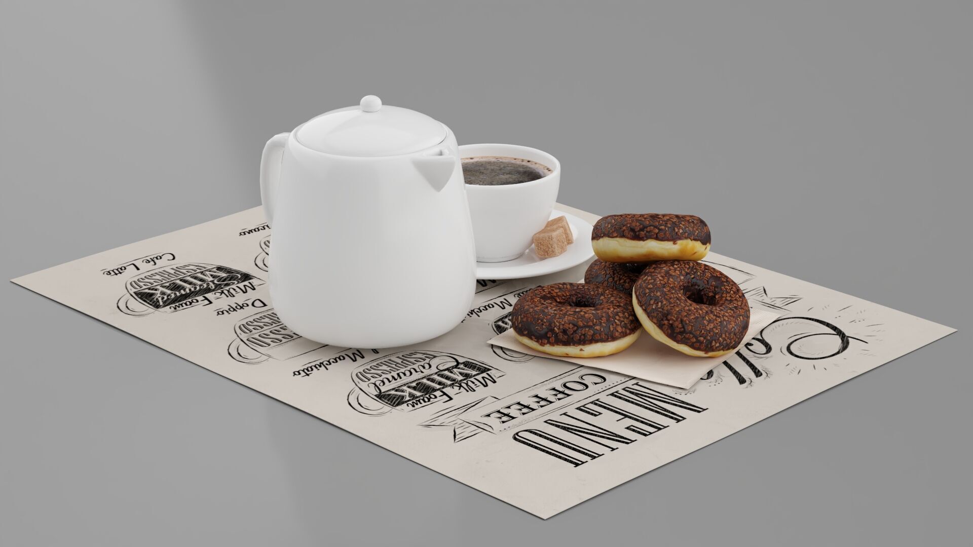 Coffee and Donuts 3D model_3