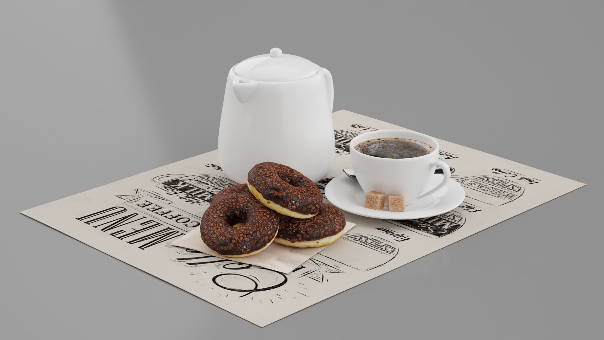 Coffee and Donuts 3D model_1