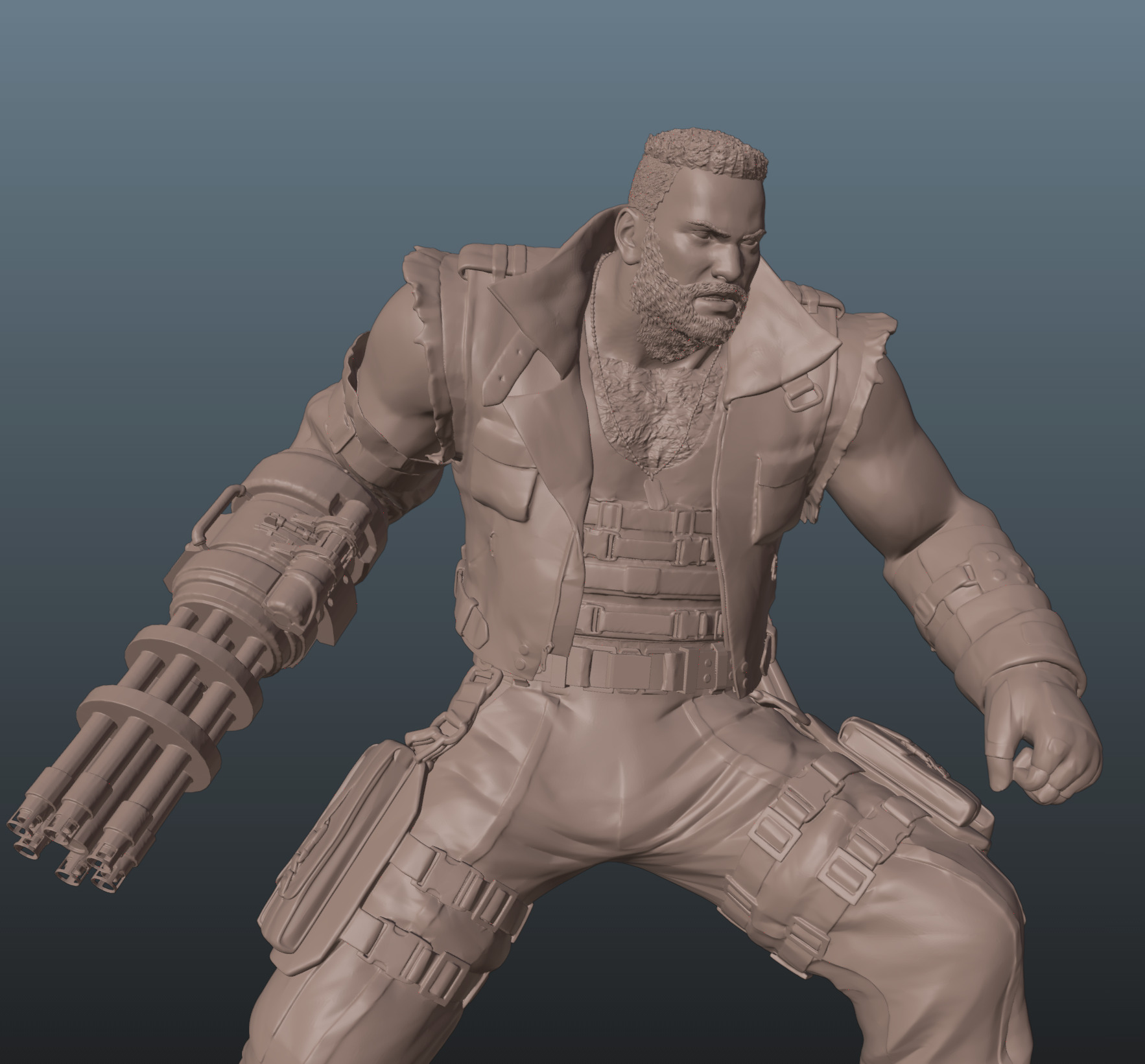 Final Fantasy VII Barret 3D print model_3