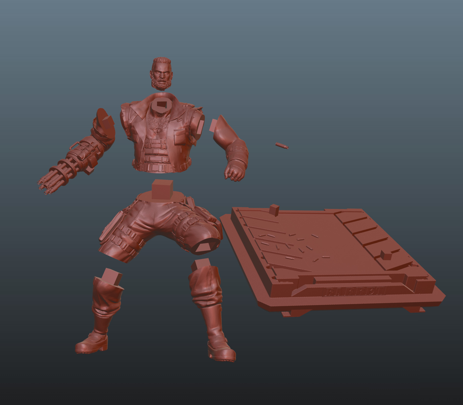 Final Fantasy VII Barret 3D print model_4