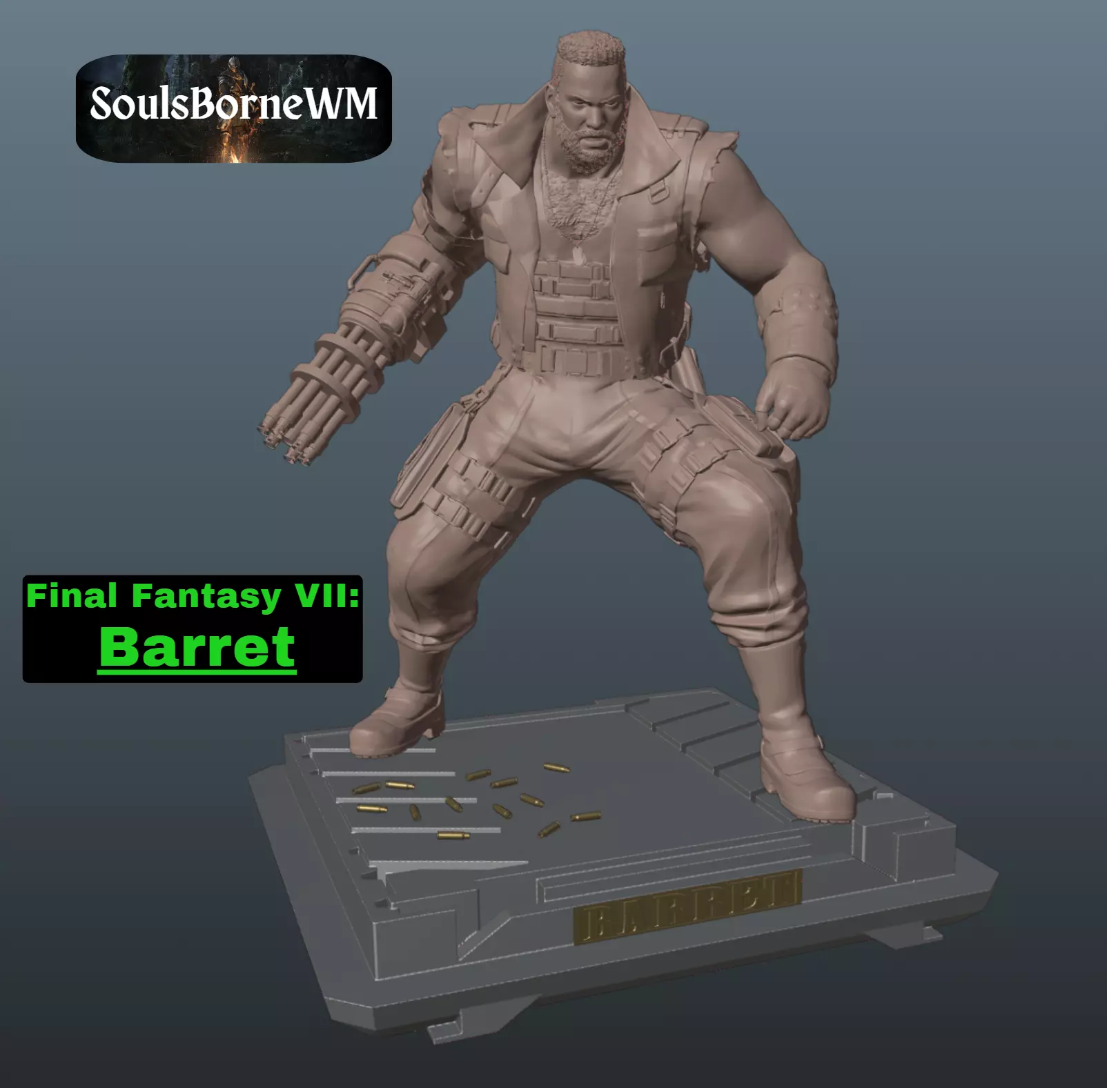 Final Fantasy VII Barret 3D print model_0