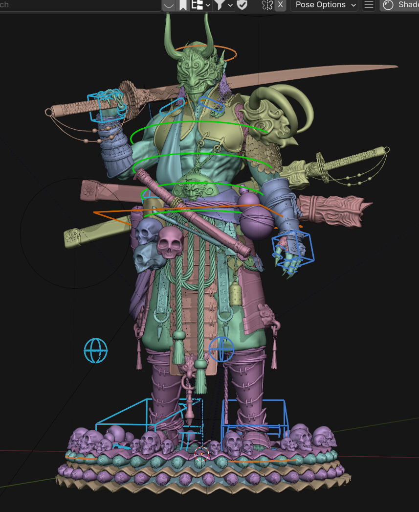 Dark Samurai Rig Low-poly 3D model_2