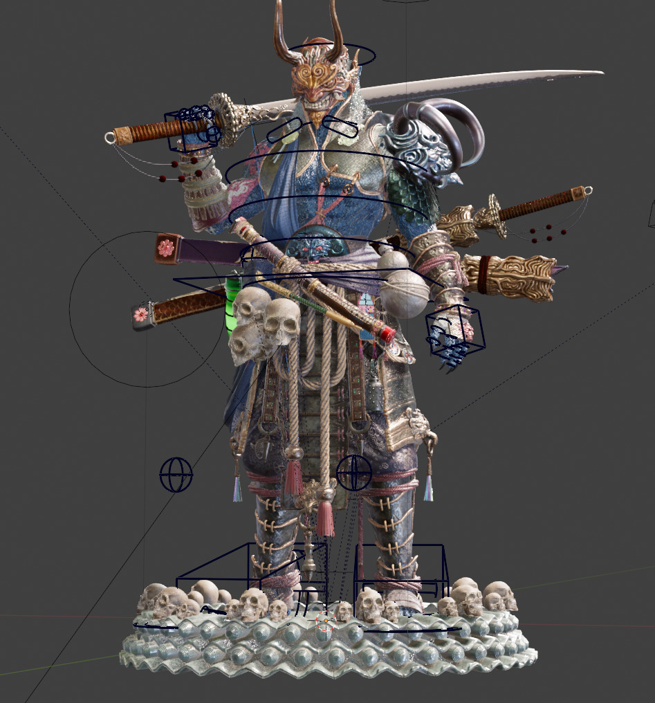 Dark Samurai Rig Low-poly 3D model_1