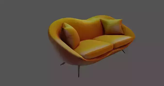 Modern Designer Orange Sofa 3D Model