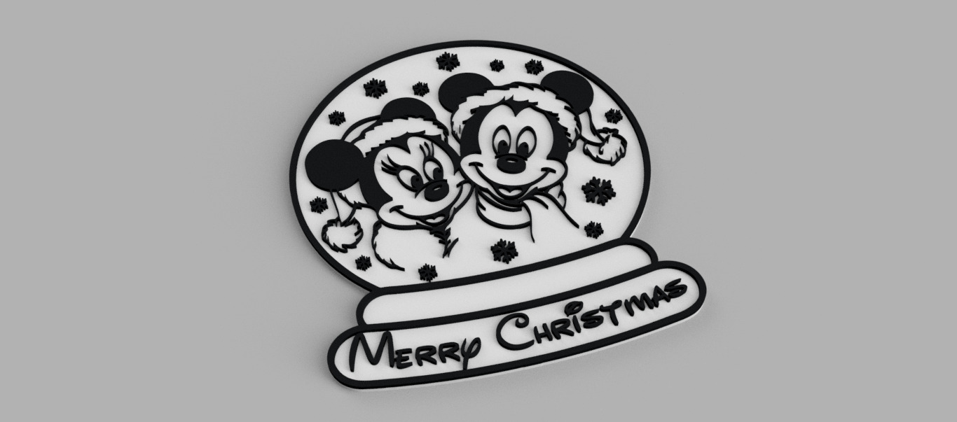 MICKEY MOUSE and Minnie Santa Claus Christmas Snow Globe 3D print model_1