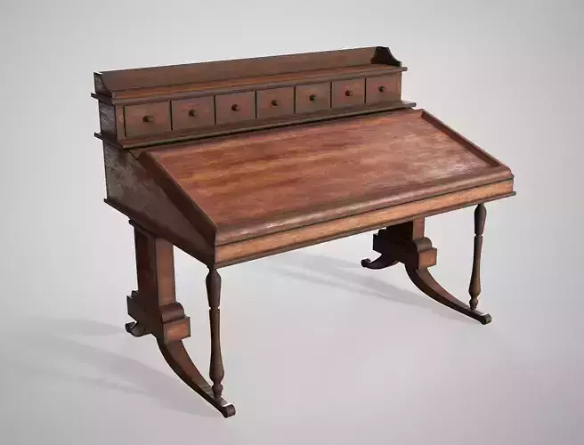 Antique Writing Desk - Victorian Carved Wooden Table