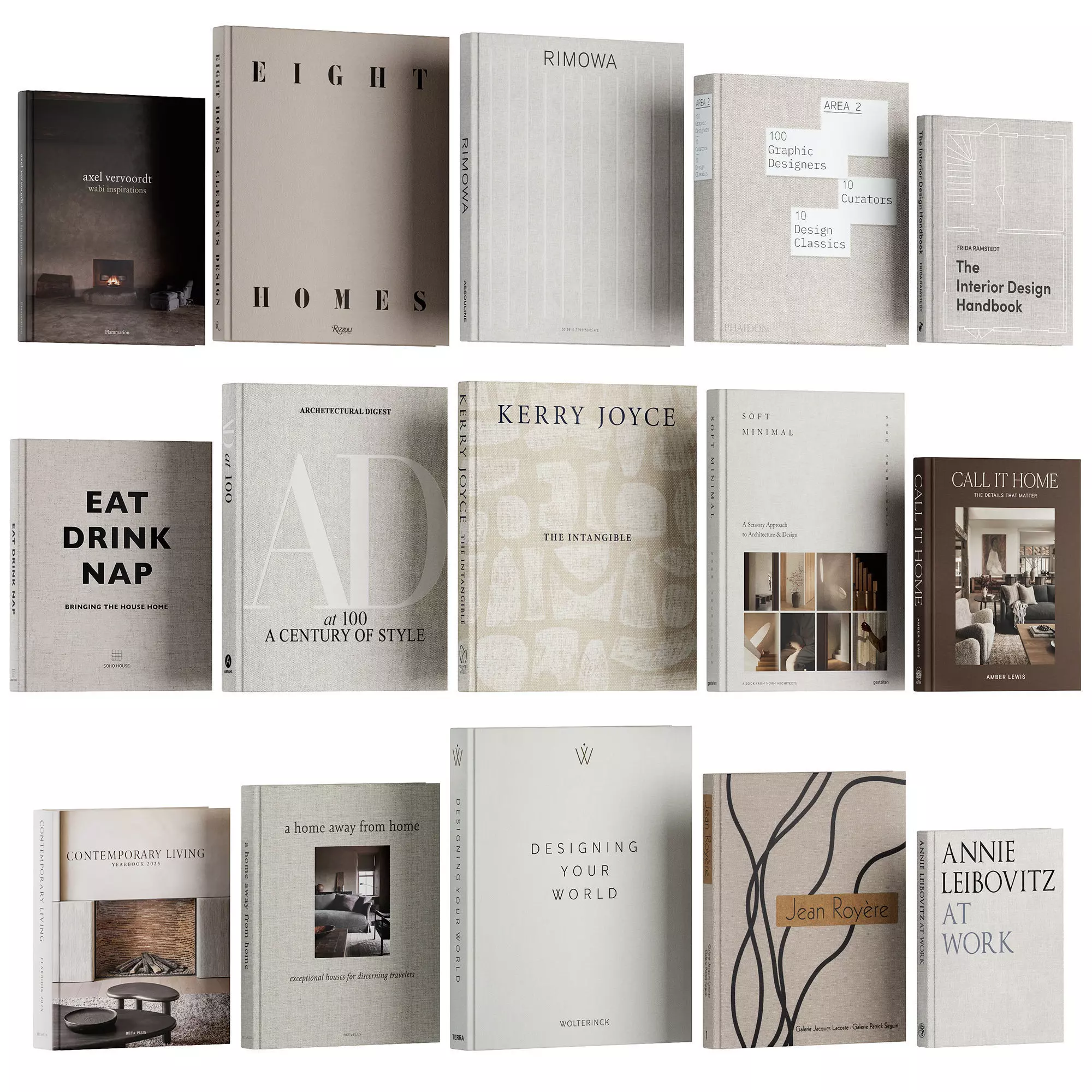 Aesthetic coffee table books set 01 3D model_0