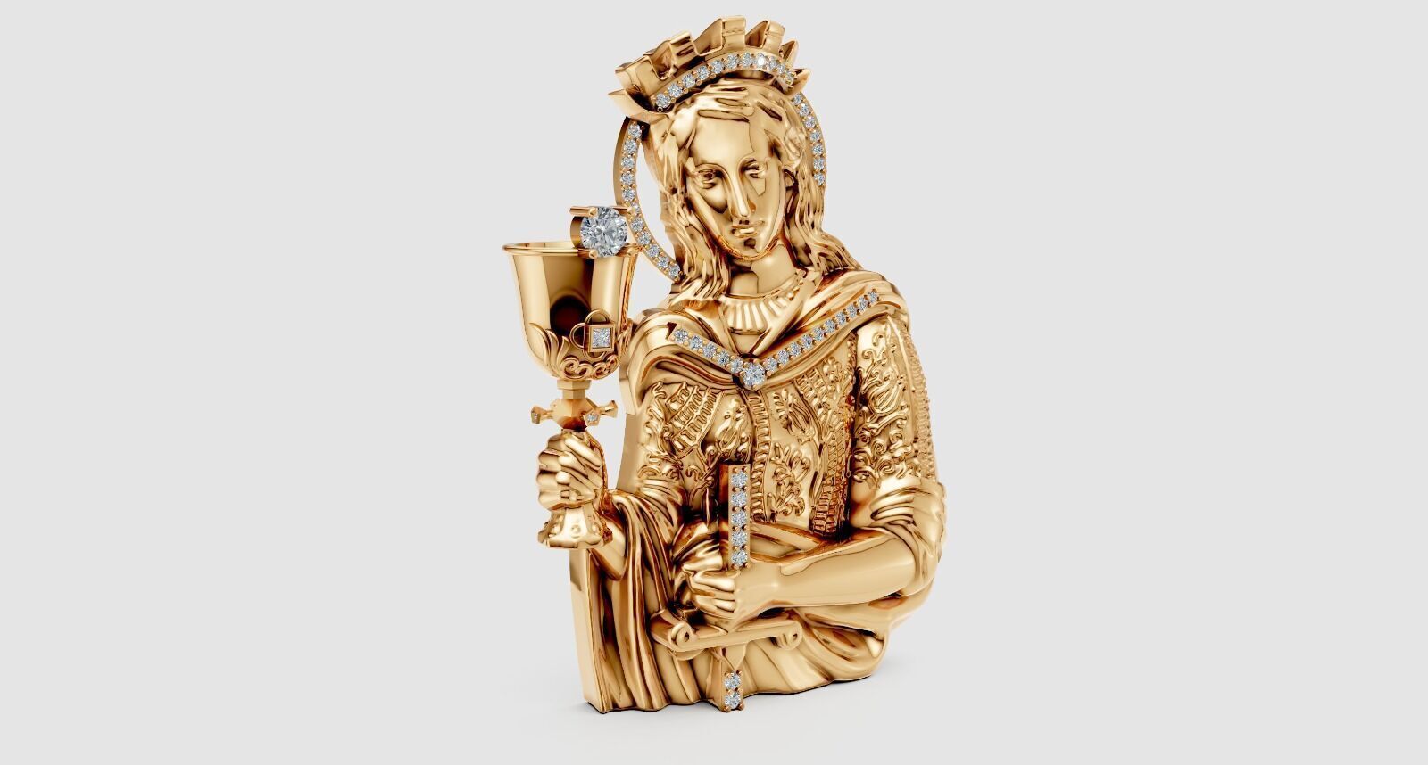 St Barbara 3D print model_1
