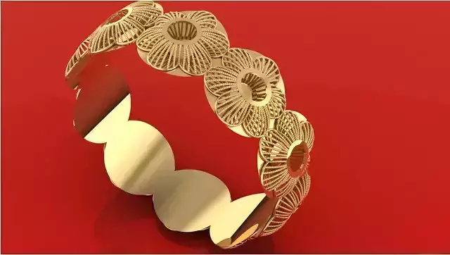 1298 Arabesque Pattern Gold Bangle 61mm-26gm