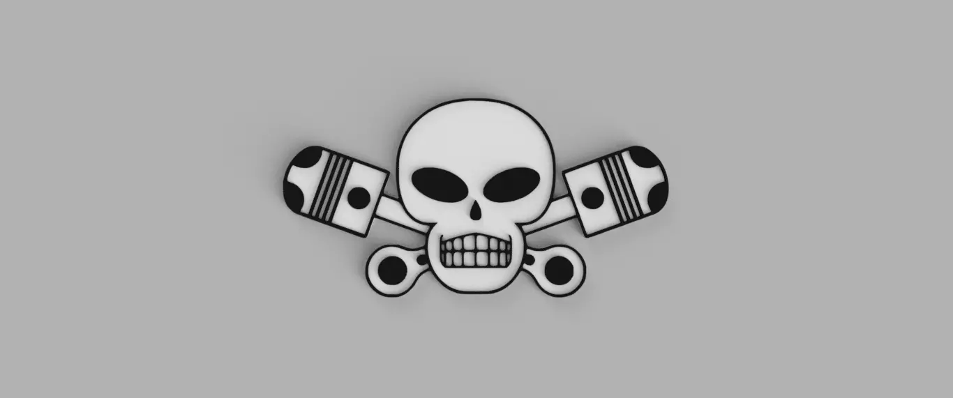 Skull and Crossbones Connecting Rod Piston Auto 2 Wall Picture Free 3D print model