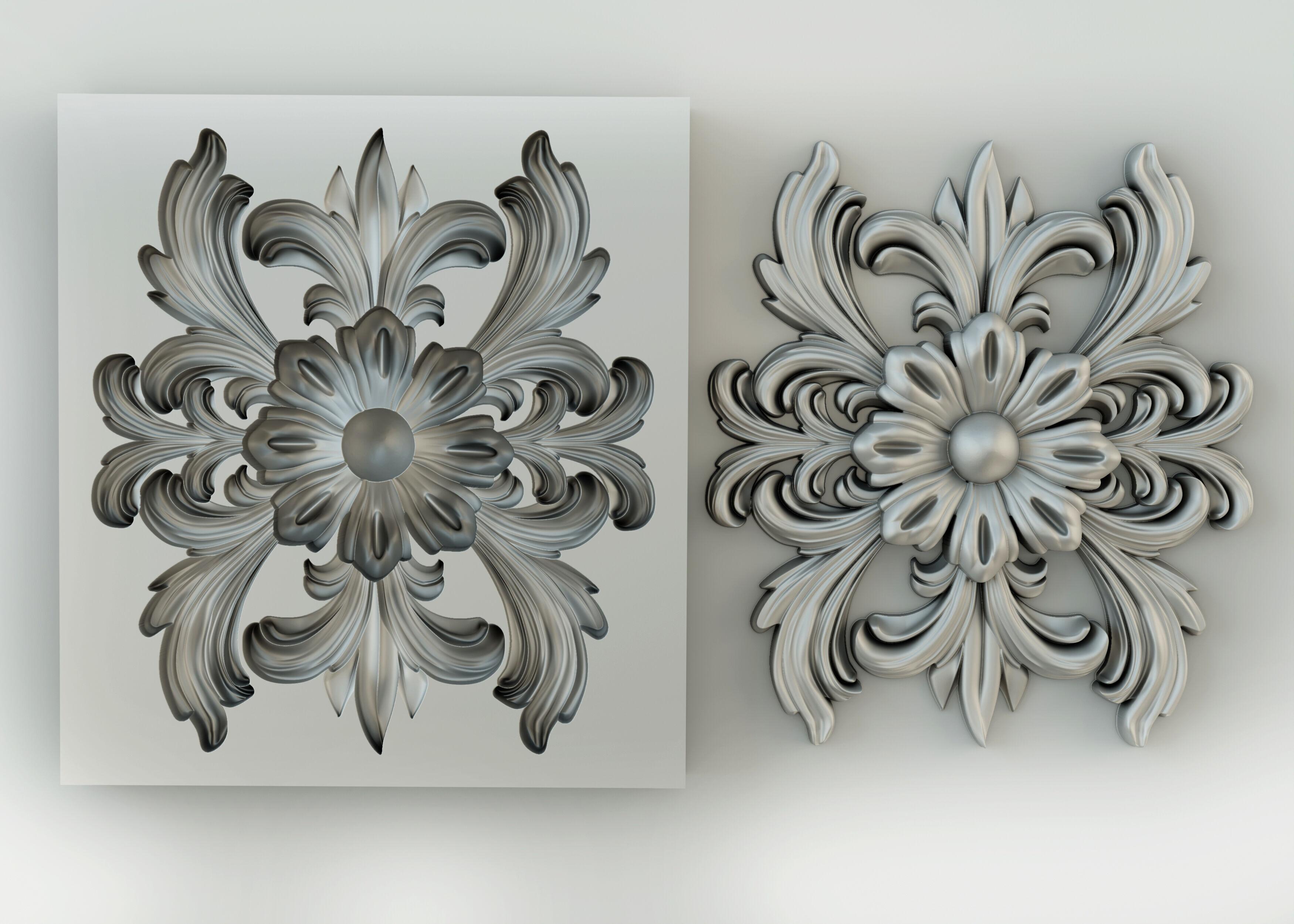 Flower with leaves - silicone or plaster mold  3D print model_1