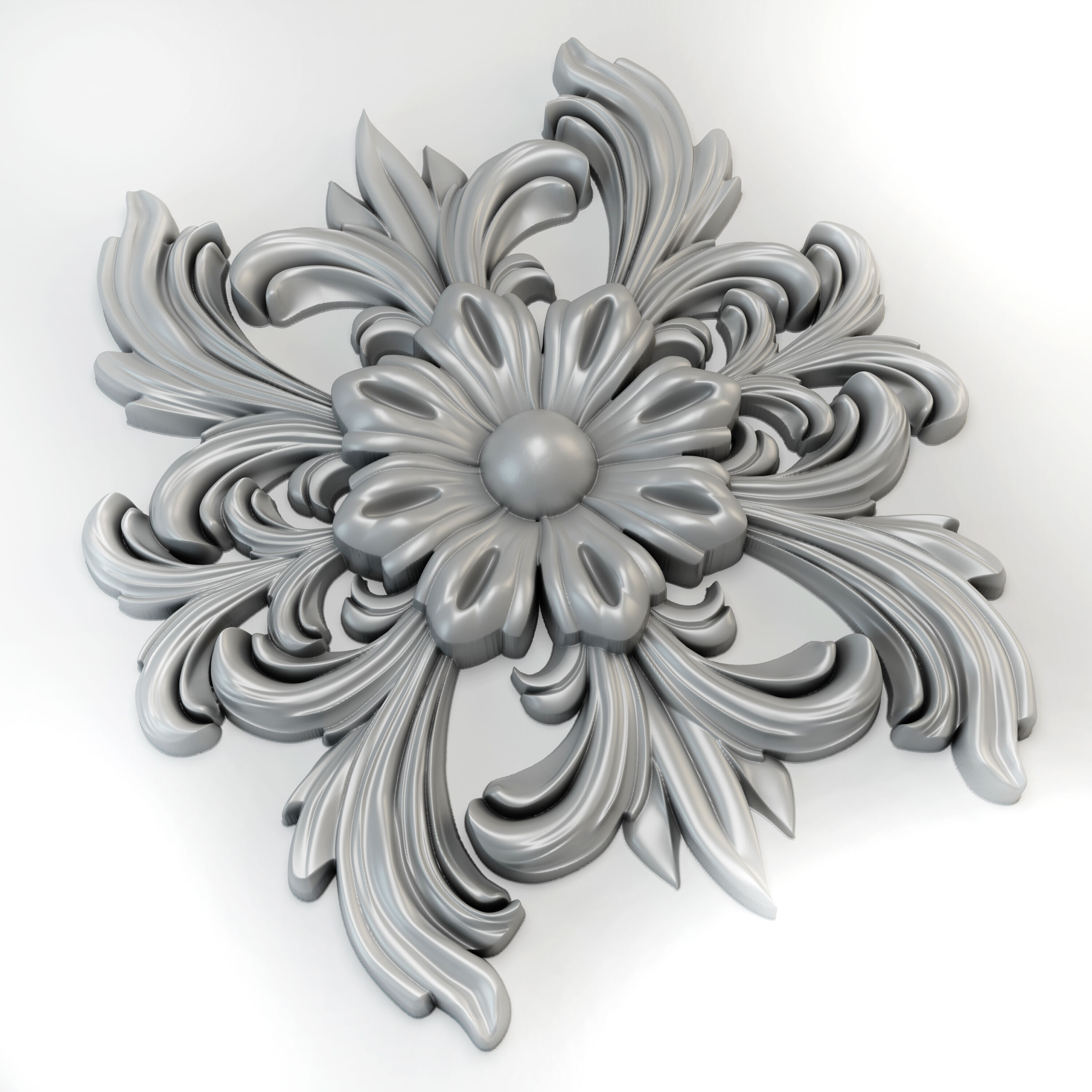 Flower with leaves - silicone or plaster mold  3D print model_4