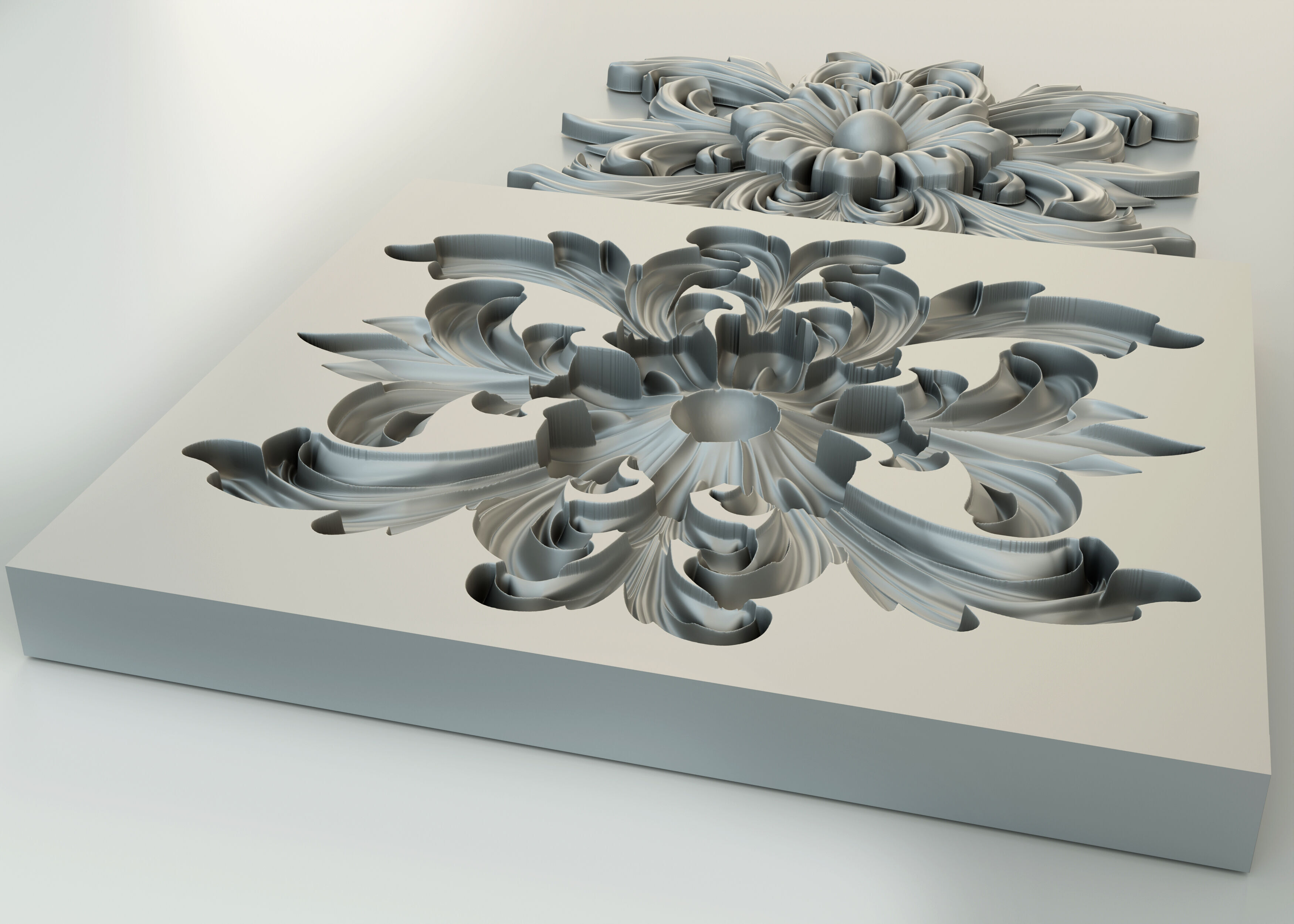 Flower with leaves - silicone or plaster mold  3D print model_5