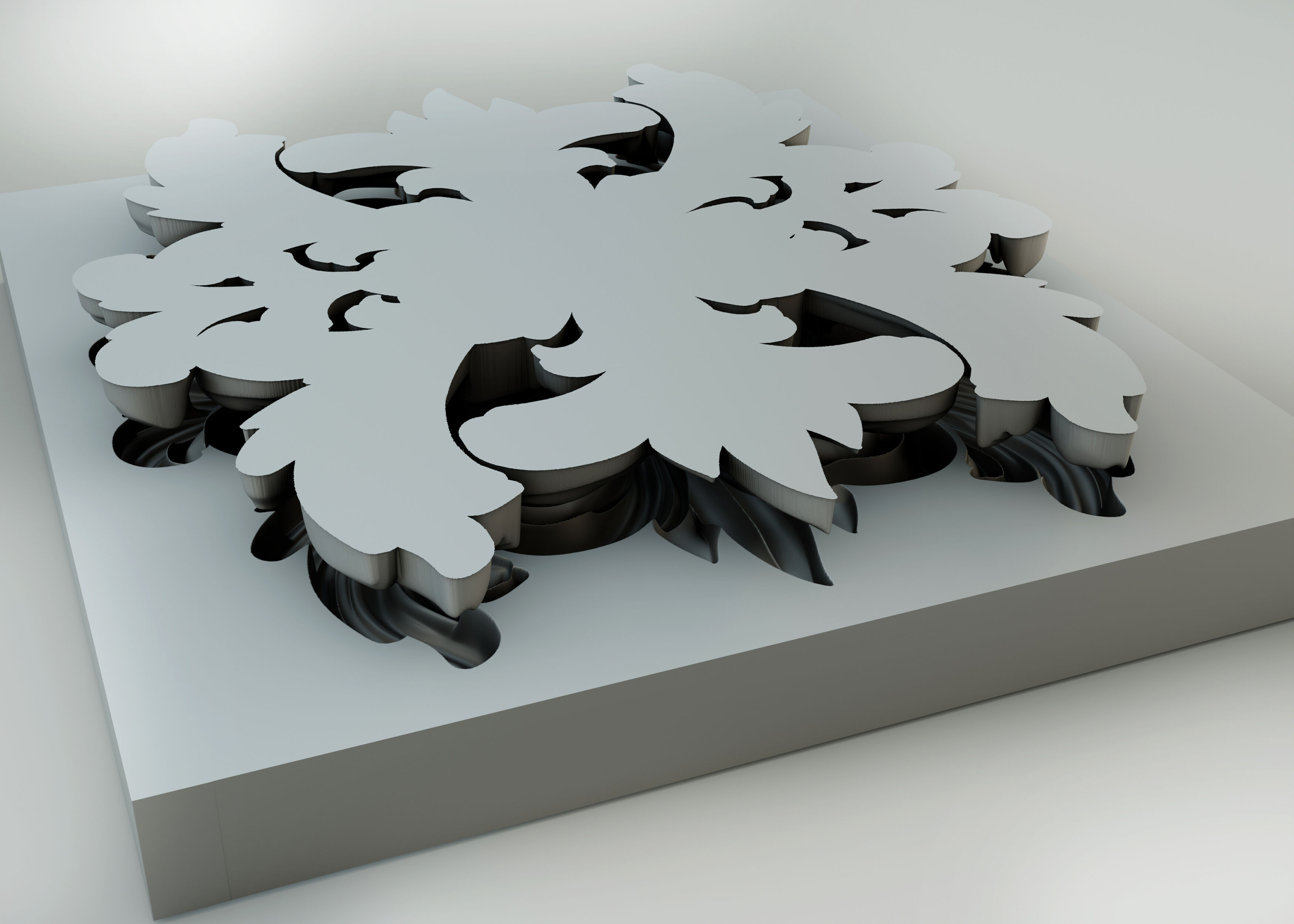 Flower with leaves - silicone or plaster mold  3D print model_6