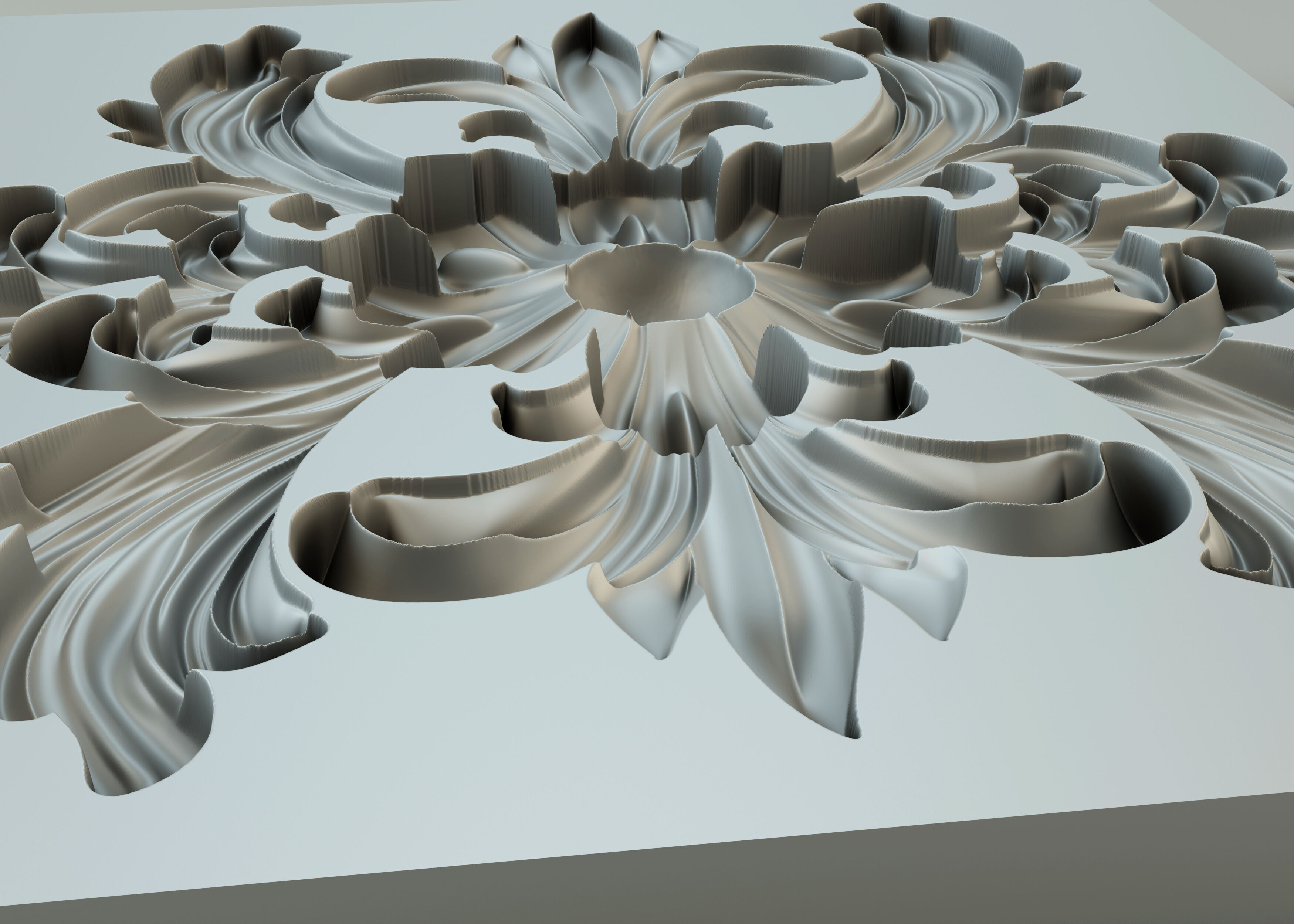 Flower with leaves - silicone or plaster mold  3D print model_7