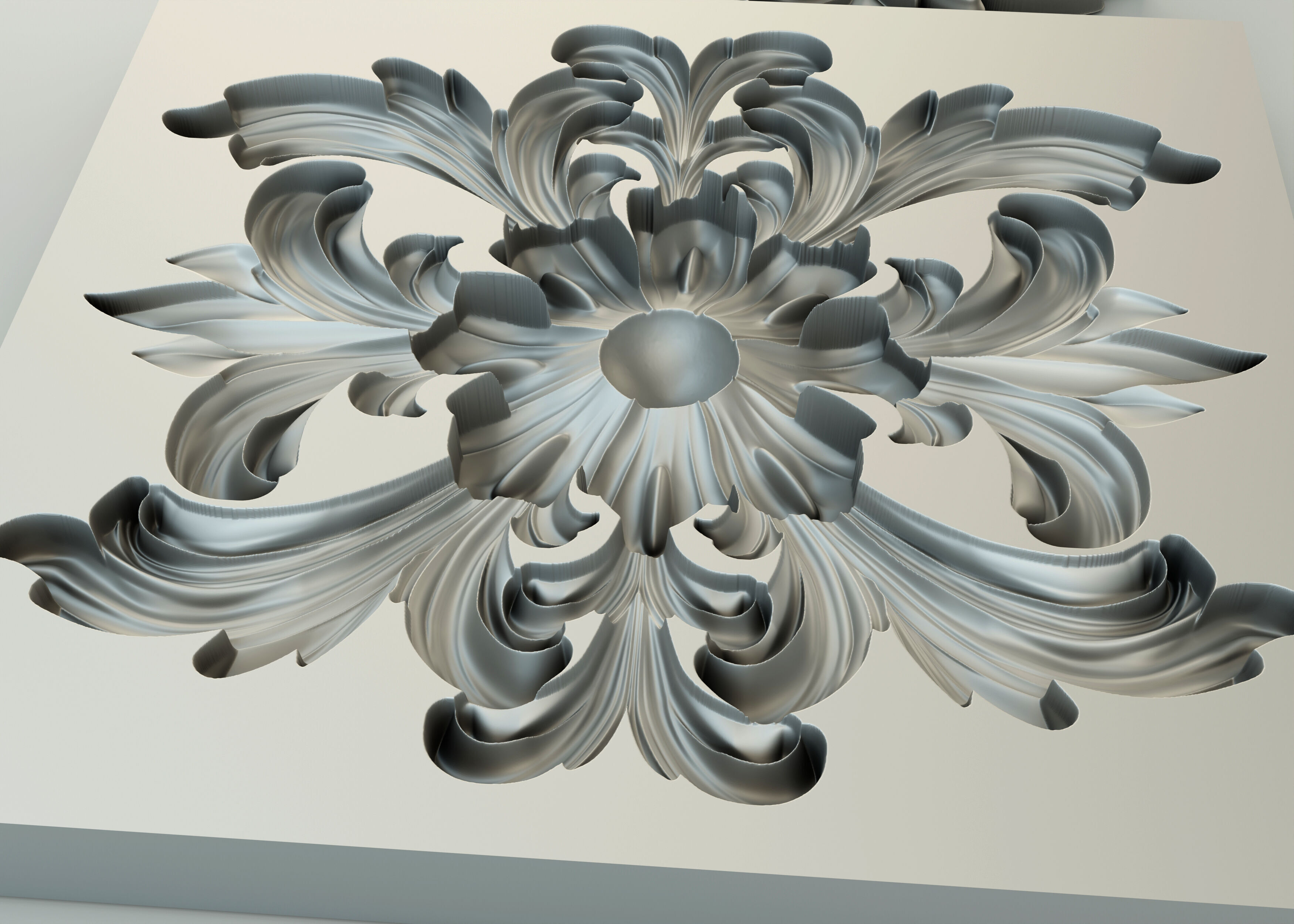 Flower with leaves - silicone or plaster mold  3D print model_3