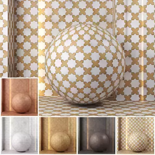 4K Equine Kasbah Ceramics Textures  - PBR - 6 Colors - Moroccan