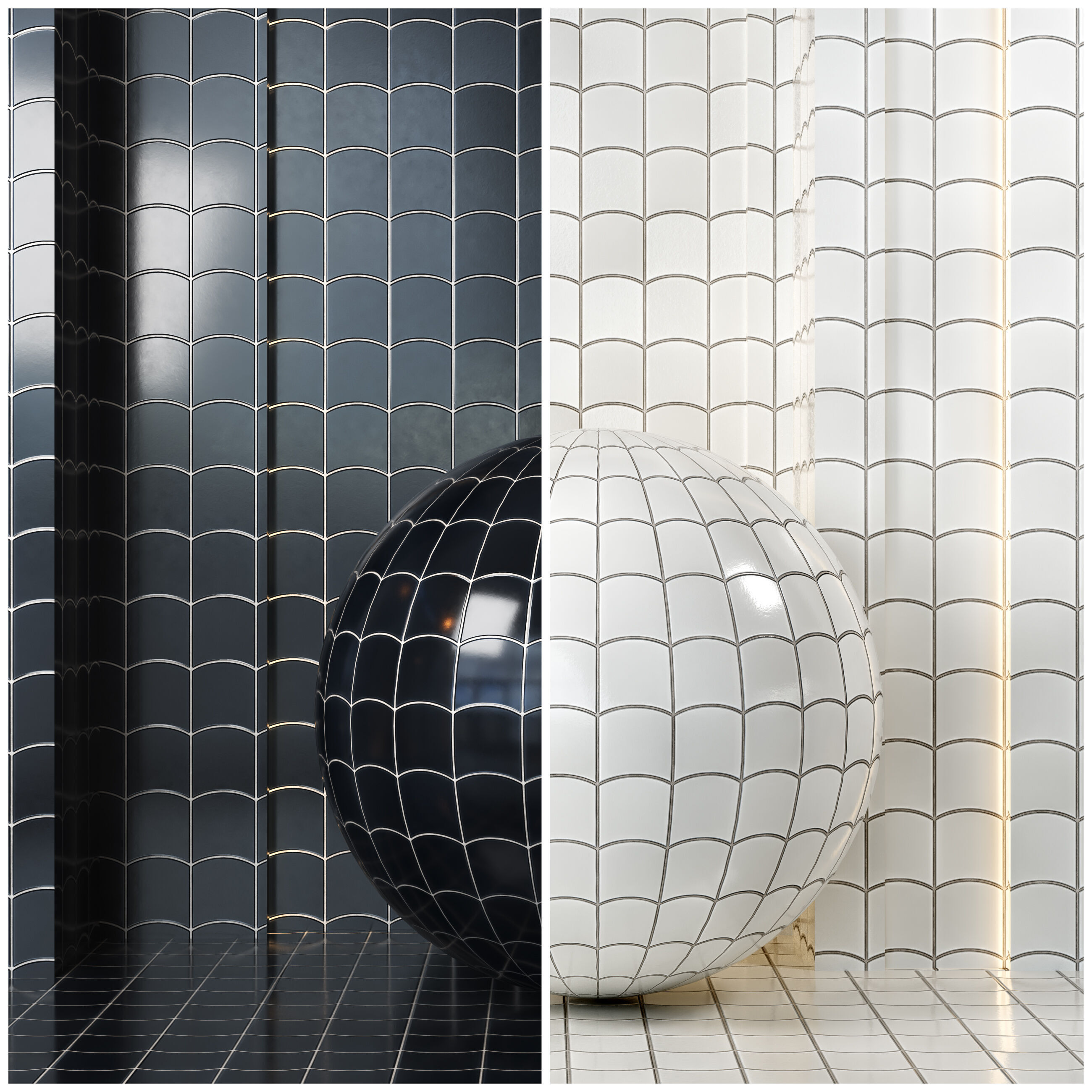 4K Equine Wave Ceramics Textures - 8 Colors - PBR Modern Tiles Texture_6