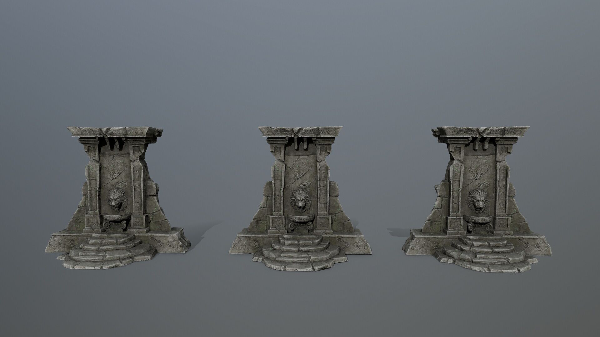 Lion fountain Low-poly 3D model_15