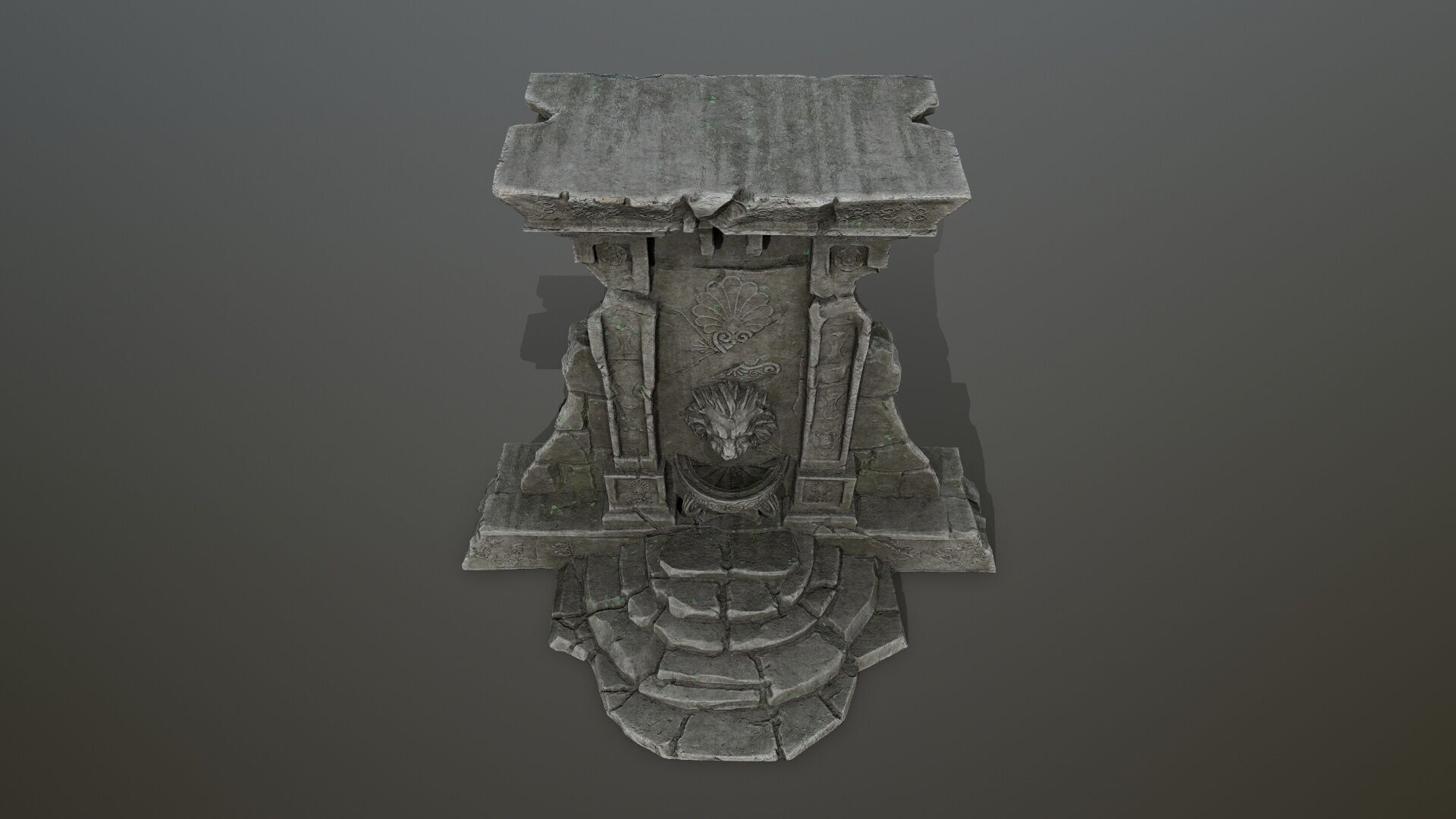Lion fountain Low-poly 3D model_14