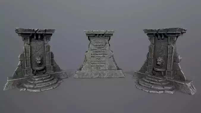Lion fountain Low-poly 3D model